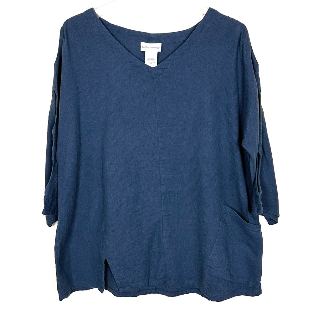 SOFT SURROUNDINGS Women's Gabby Relaxed Fit Top Sleeve Cutout Detail, Size PM
